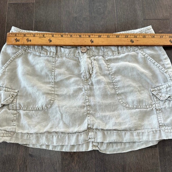 Vintage London Jean Y2K 90s Linen Cargo Mini Skirt Low Rise Grunge Tan 8 - Picture 3 of 6